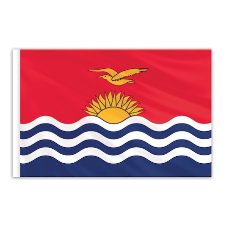 Kiribati Indoor Nylon Flag 3'x5' With Gold Fringe